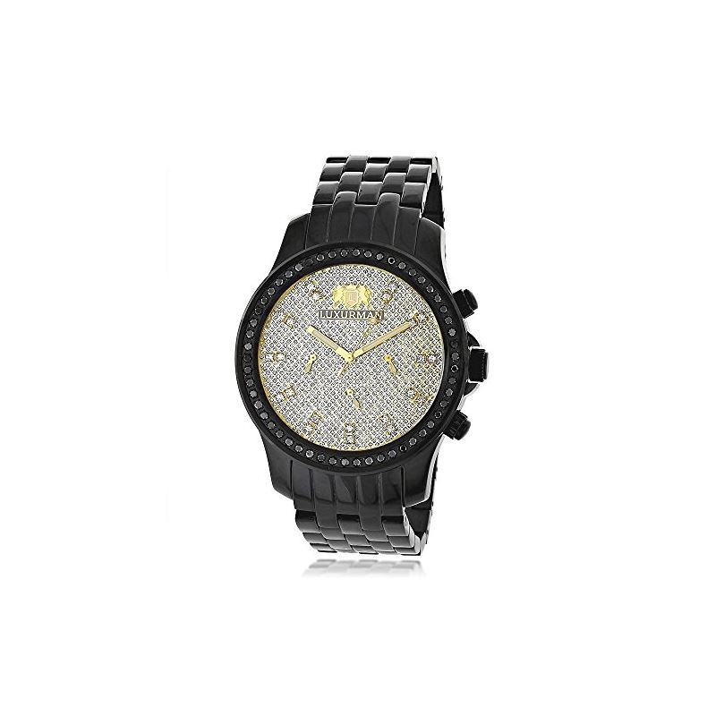 LUXURMAN Watches Mens Black Diamond Watch 2.25Ct