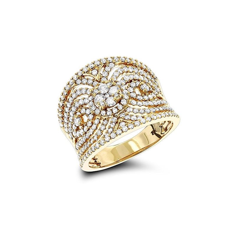 18K Gold Designer Diamond Right Hand Ring For Wome