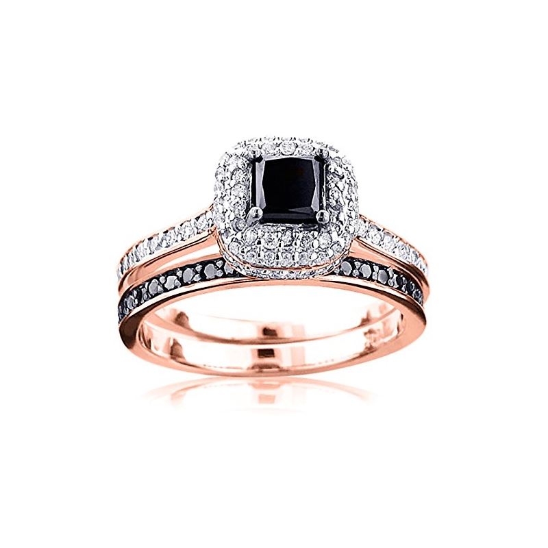 10K White Black 1.2 Ctw Diamonds Unique Bridal Eng