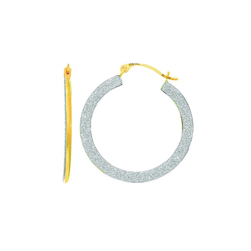 14K Yellow Gold Ladies Fancy Lt.Hoop Earrings ER34