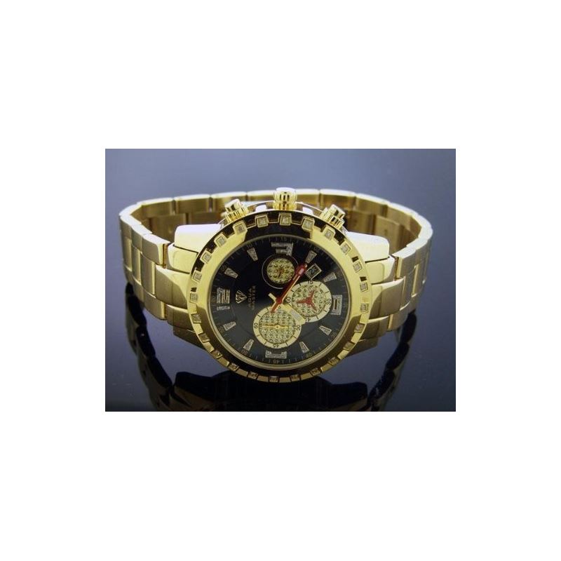 Yellow Gold 38Mm Round 24 Diamonds Watch