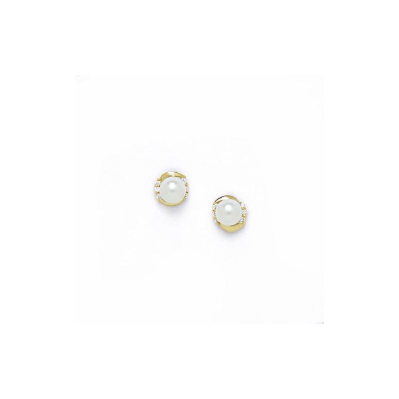 14K Yellow Gold genuine pearl and cz ear 68399 1