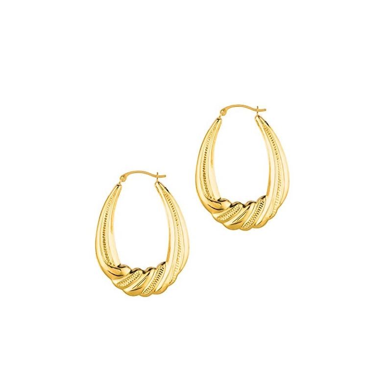 14K Yellow Gold Ladies Hoop Earrings ER9 69182 1
