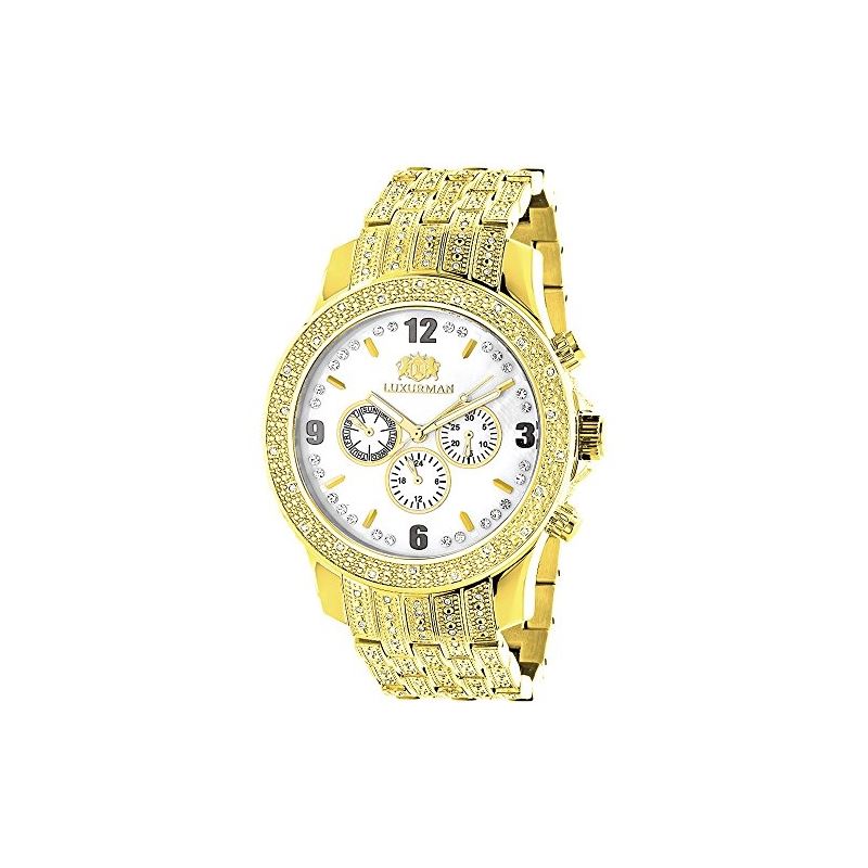 LUXURMAN Mens Diamond Watch 1Ct. Yellow Gold