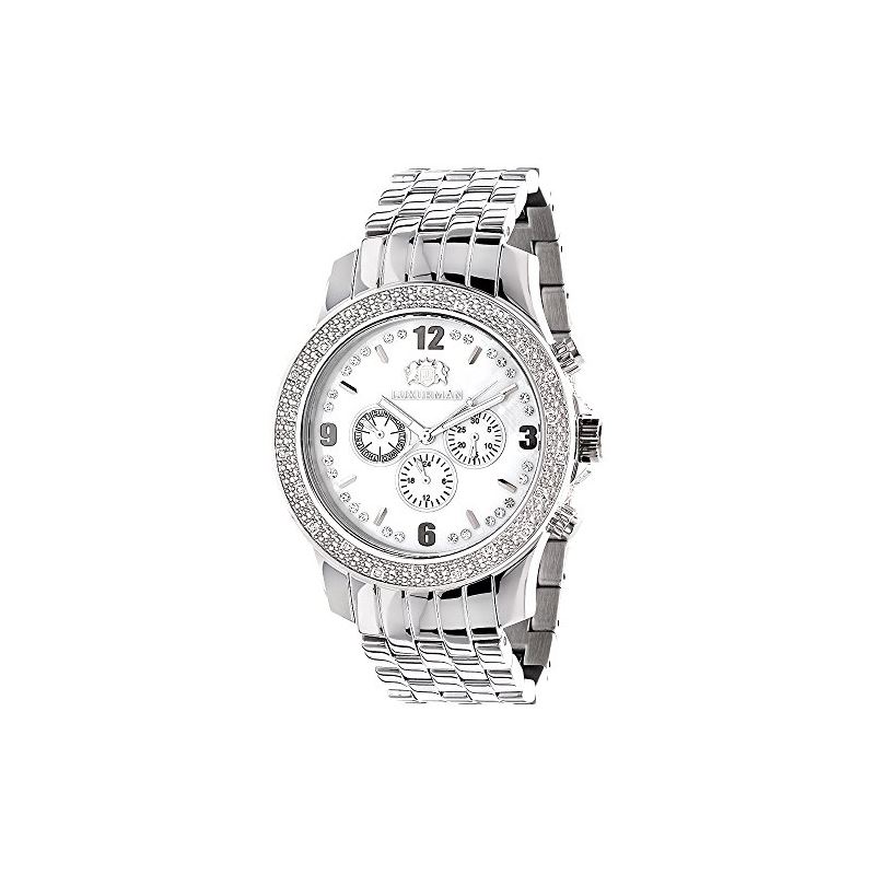 Luxurman Mens Diamond Watch 0.20 ct Chro 90320 1