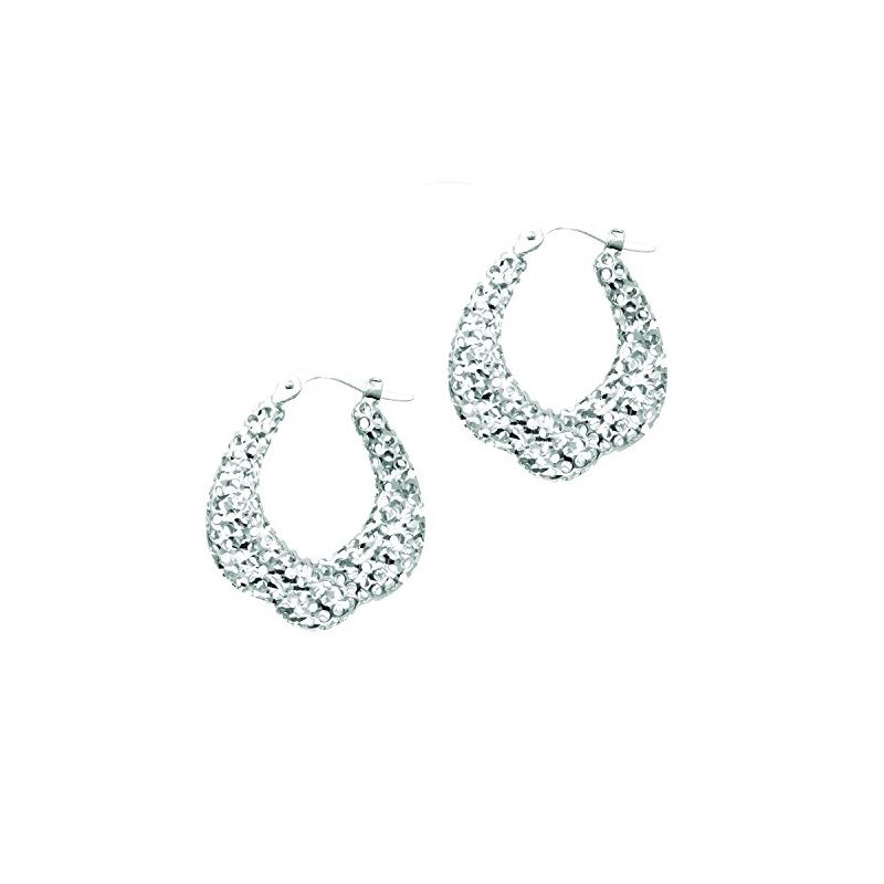 14K White Gold Ladies Hoop Earrings WER9 65614 1