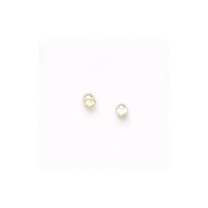 14K Yellow Gold genuine pearl and cz ear 68373 1