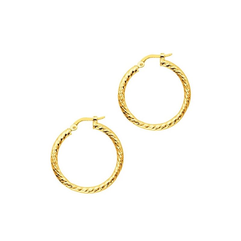 14K Yellow Gold Ladies Hoop Earrings ER9 69179 1