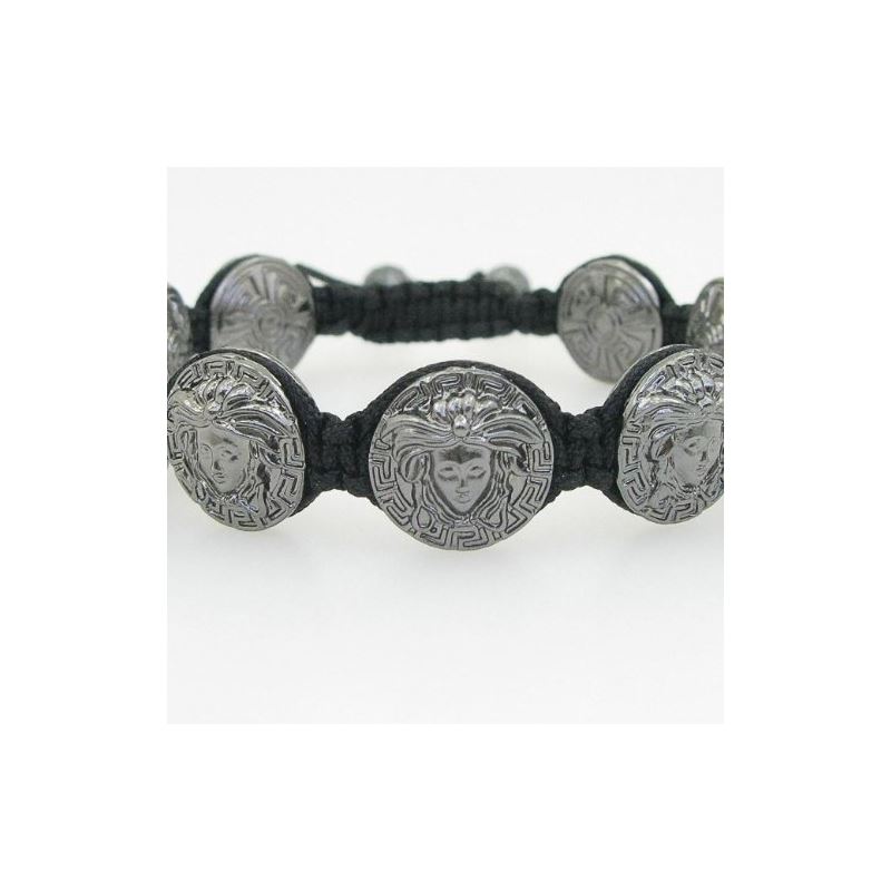 Black Greek style medusa string bracelet 72902 1