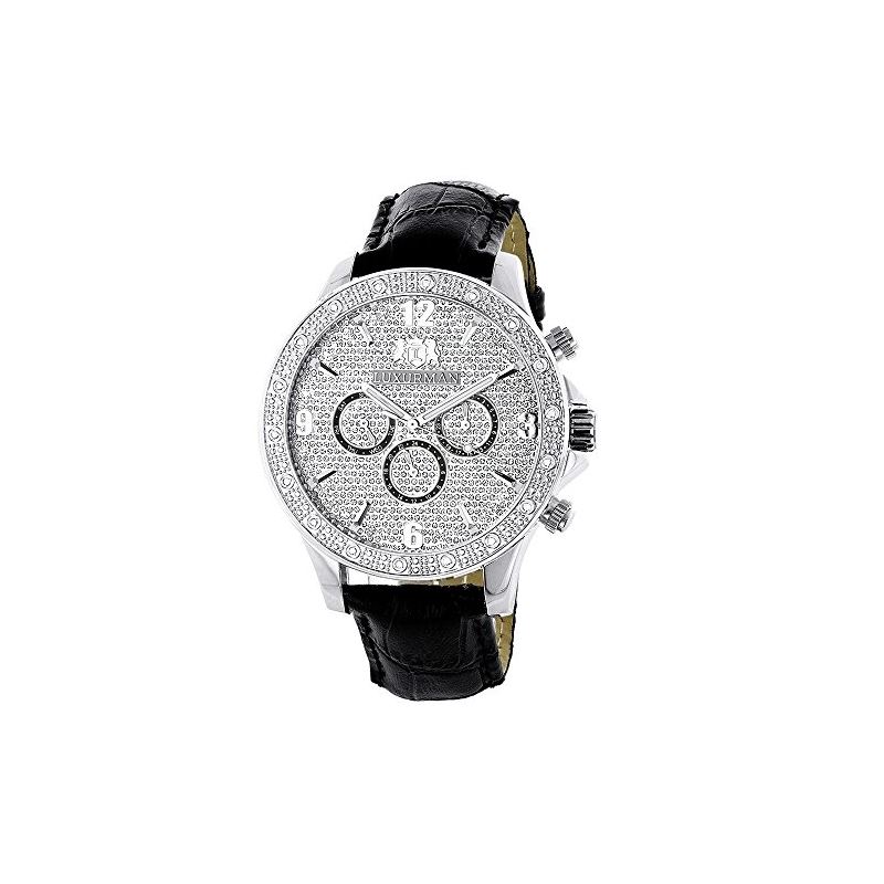 Luxurman Mens Diamond Watch 0.18 ct Poli 90311 1