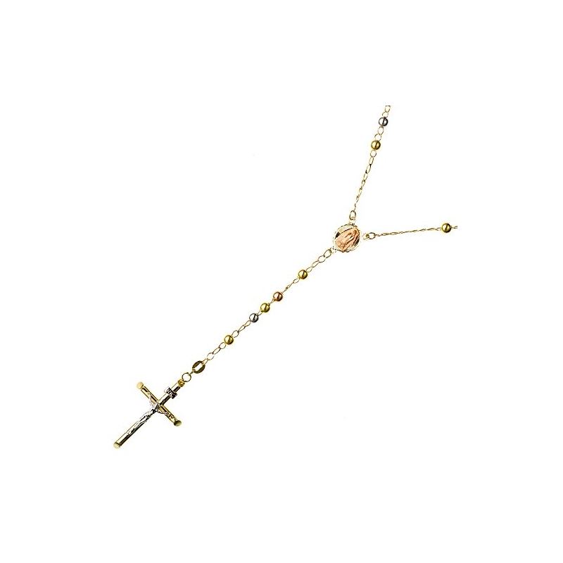 14K 3 TONE Gold HOLLOW ROSARY Chain - 30 63383 1