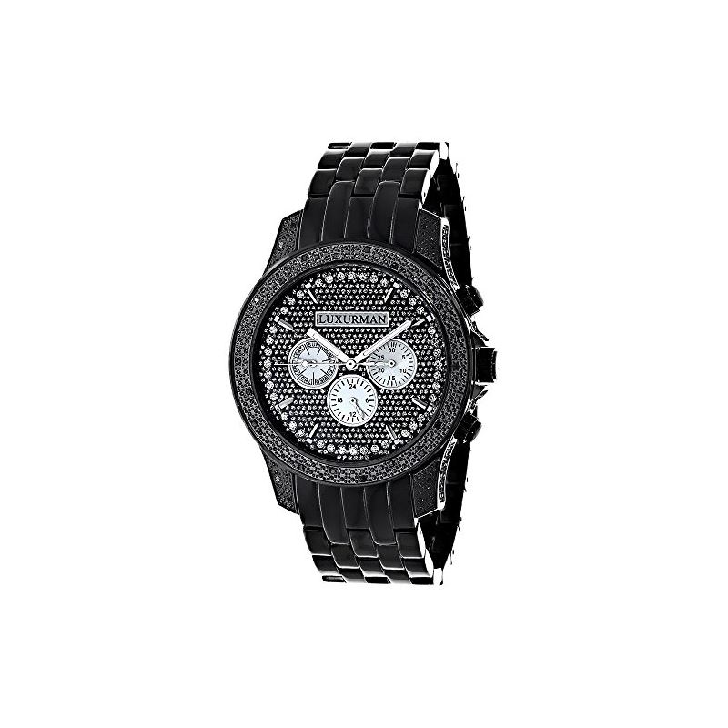Mens Black Diamond Watch 0.50Ct LUXURMAN Designer