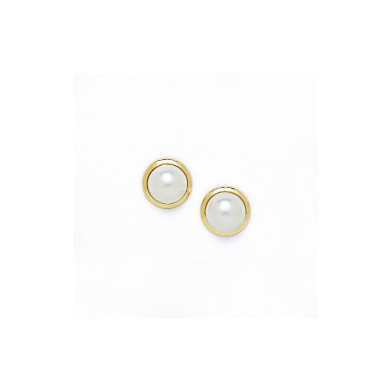 14K Yellow Gold genuine pearl and cz ear 68402 1