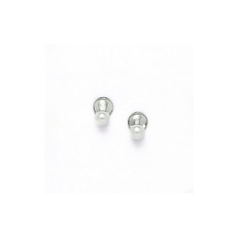 14K White Gold genuine pearl and cz earr 65428 1