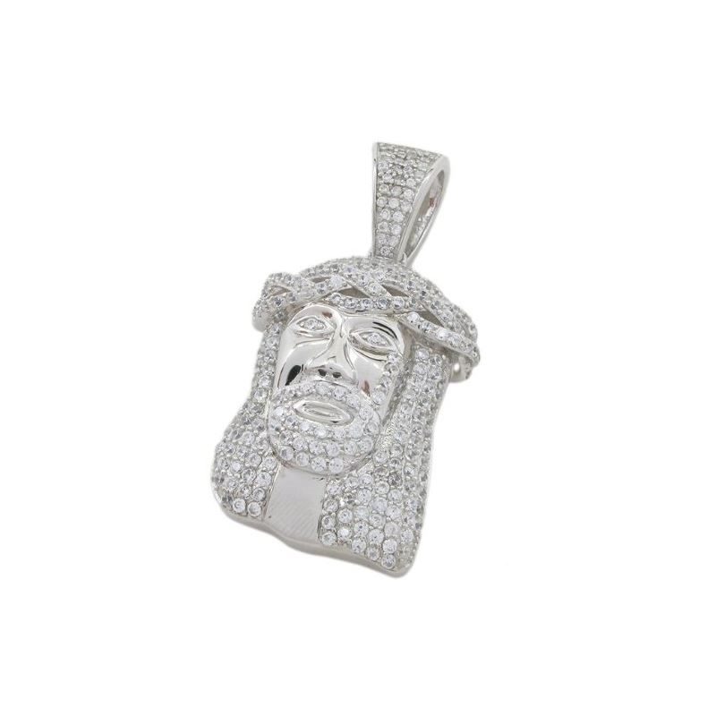 Jesus face cz pendant SB63 41mm tall and 73530 1