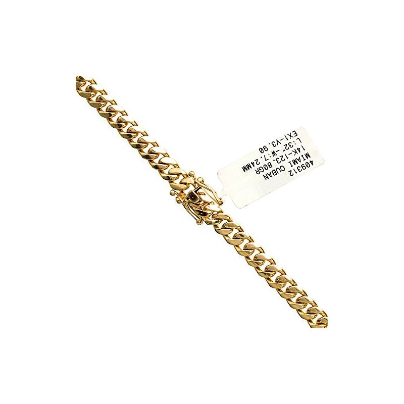 14K YELLOW Gold MIAMI CUBAN SOLID CHAIN  69535 1