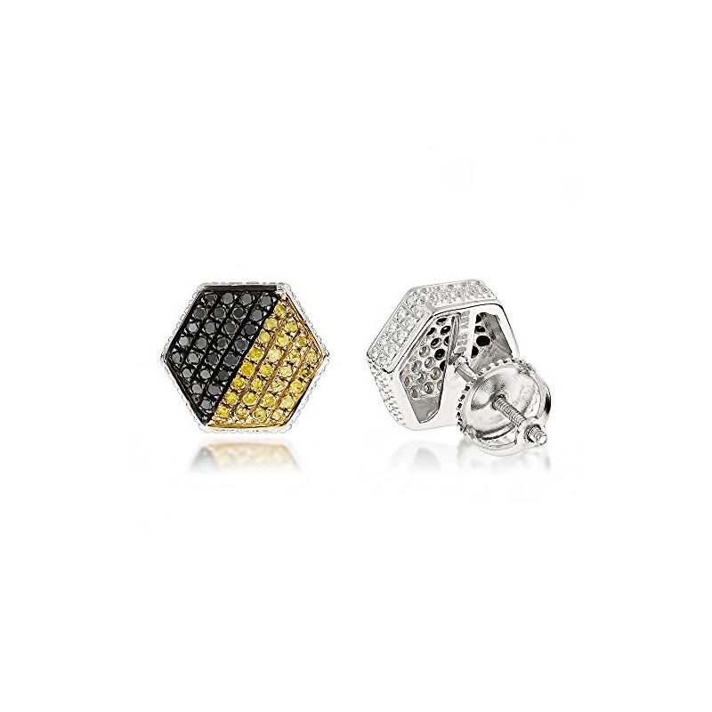 Yellow Black Diamond Earrings Sterling S 84760 1