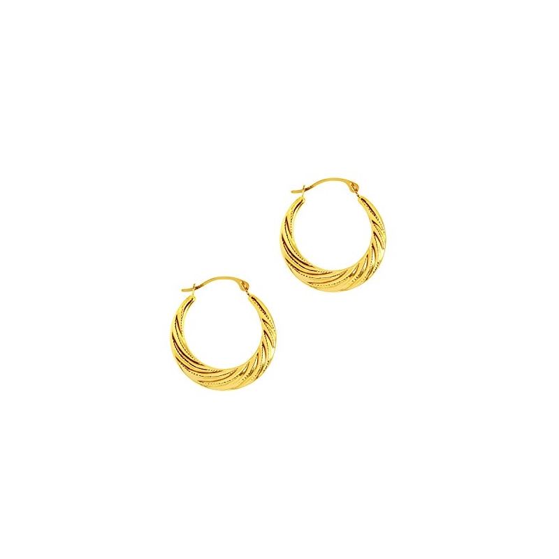 14K Yellow Gold Ladies Hoop Earrings ER5 69169 1