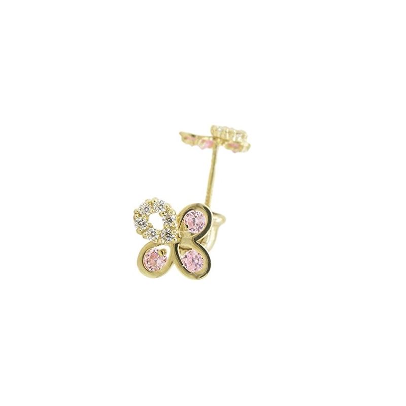 14K Yellow gold Flower cz stud earrings  68123 1