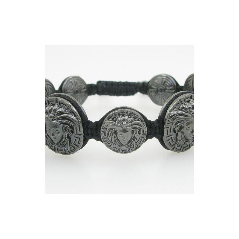 Black Greek style medusa string bracelet 72895 1