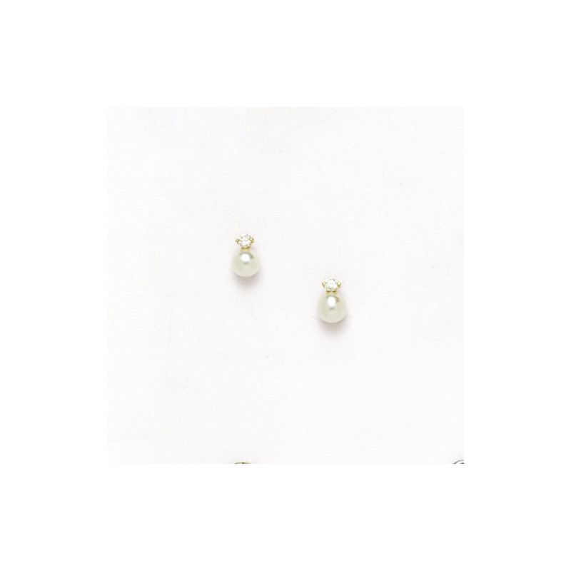 14K Yellow Gold genuine pearl and cz ear 68337 1