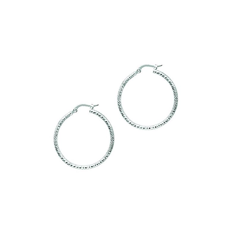 14K White Gold Ladies Hoop Earrings WER9 65616 1