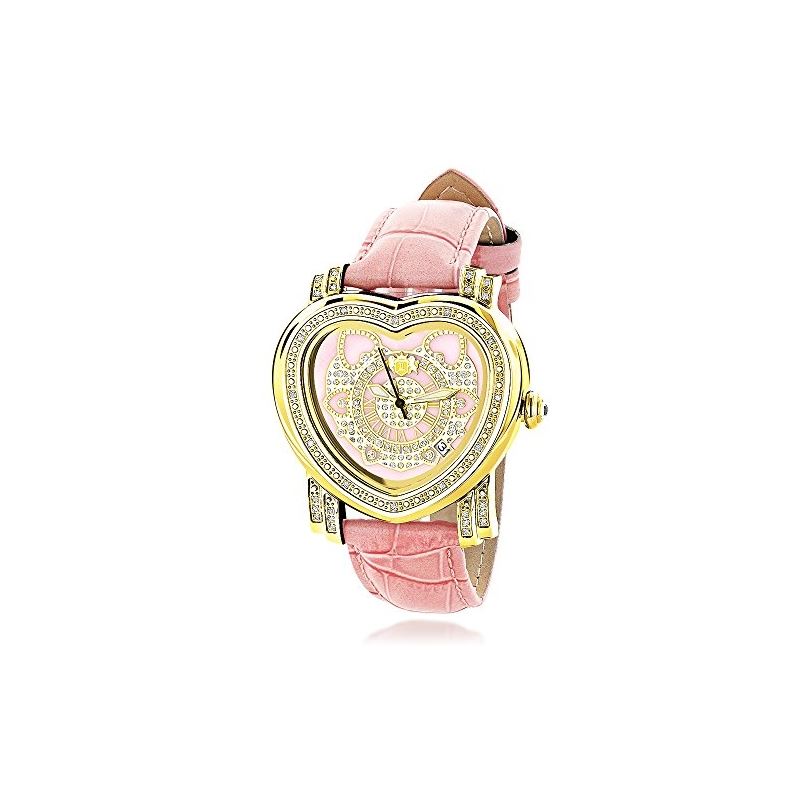 Watches: Pink Ladies Diamond Heart Watch 0.30Ct