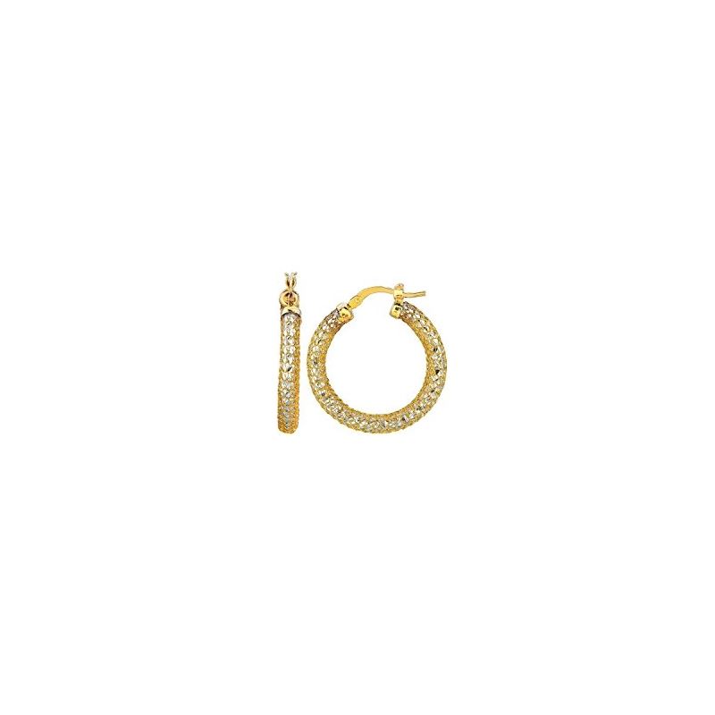 14K Yellow White Gold Ladies Hoop Earrin 70816 1