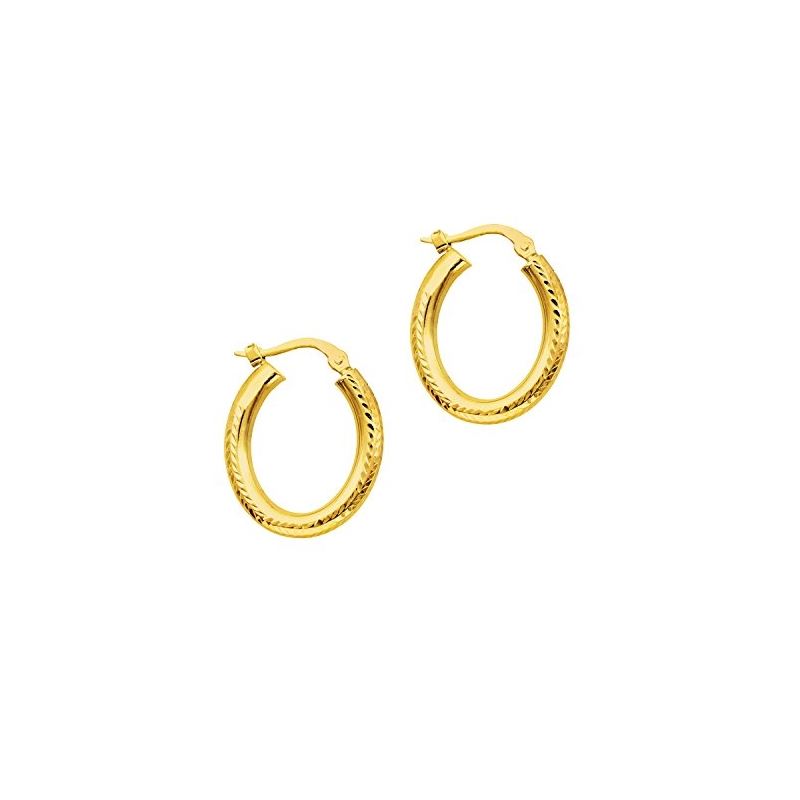 14K Yellow Gold Ladies Hoop Earrings ER1 69132 1