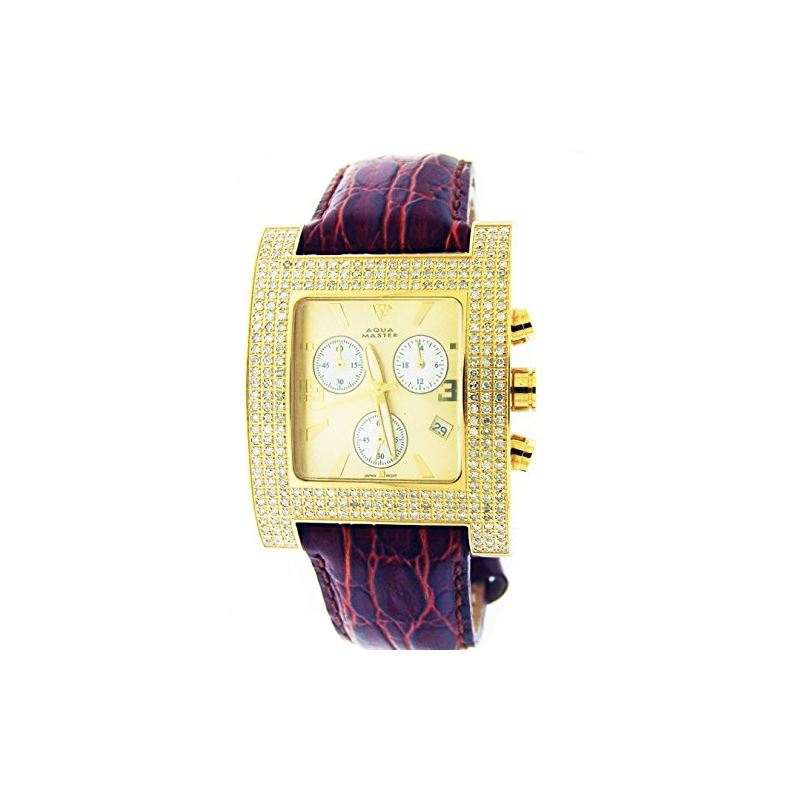 NEW Yellow Gold 2.75Ct Diamonds Square Watch At Aq