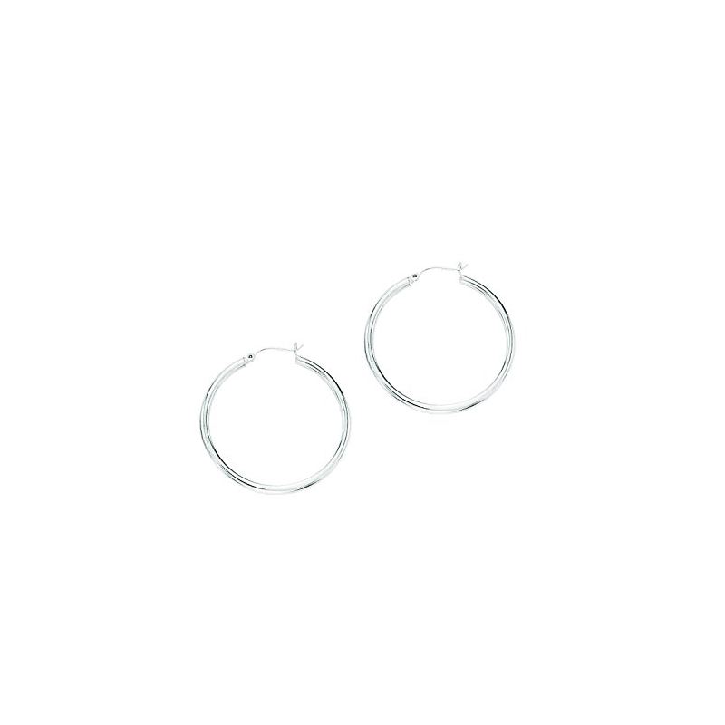 10K White Gold Ladies Hoop Earrings 512W 60025 1