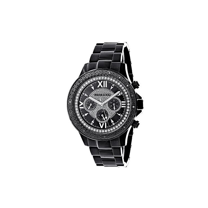 Mens Real Black Diamond Watch 0.20ct Bla 90843 1