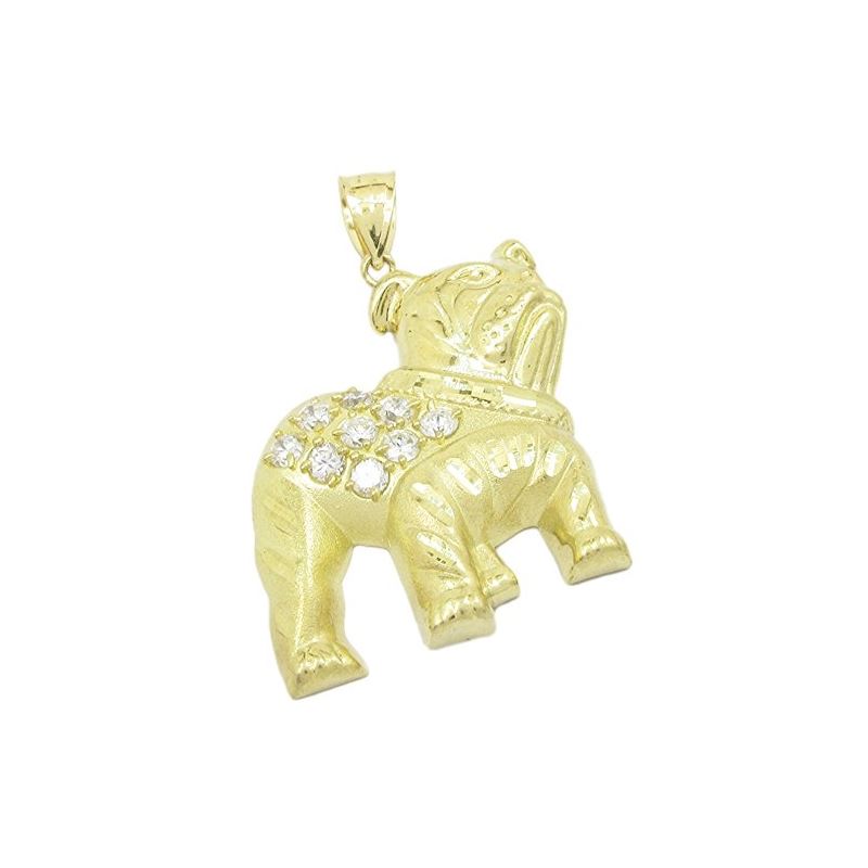 Mens 10k Yellow gold White gemstone bull 88001 1