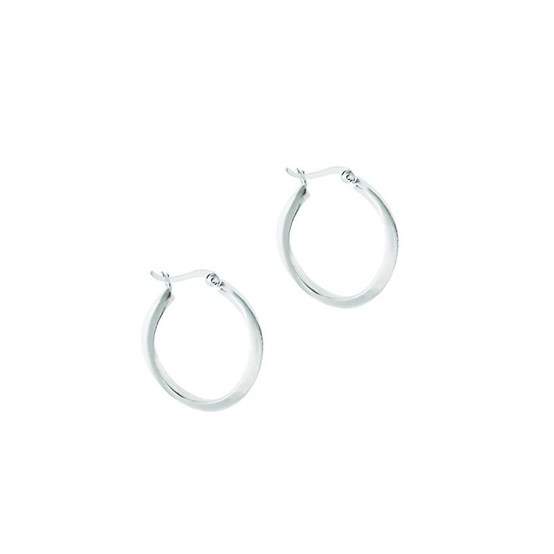 Ladies White Rhodium Silver Hoop Earring 75028 1