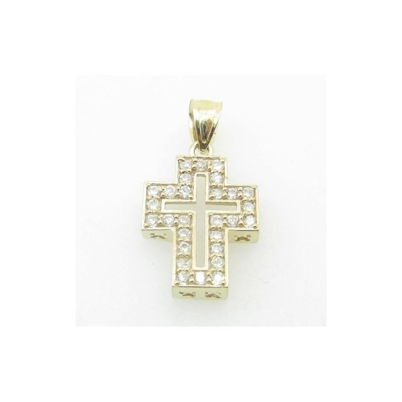 Unisex 10K Solid Yellow Gold hollow cros 81109 1